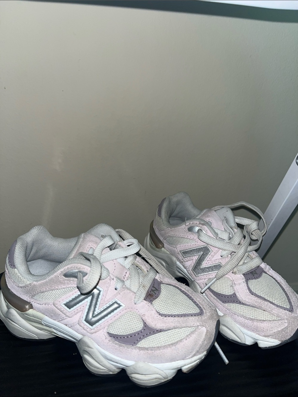 New Balance Kids Pink and Light Gray Athletic Sneakers